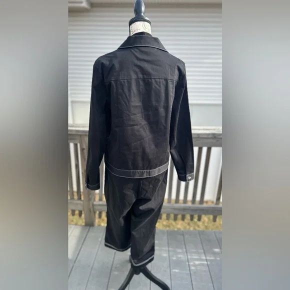 SET! MixIt Stretch Black Jacket & Wide Pants w/ Belt​​​ - Picture 3 of 11